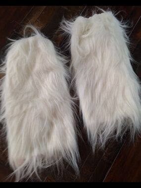 Cream Faux Fur Arm/Boot Covers - Soft Long Pile